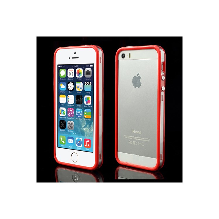 

Hybrid TPU & PC Bumper Backless Case for iPhone SE 5s 5 - Transparent / Red