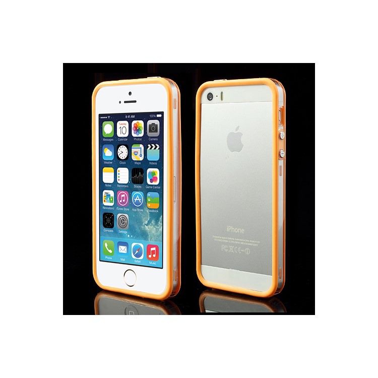 

Backless TPU & PC for iPhone SE 5s 5 Bumper Case Cover - Transparent / Orange