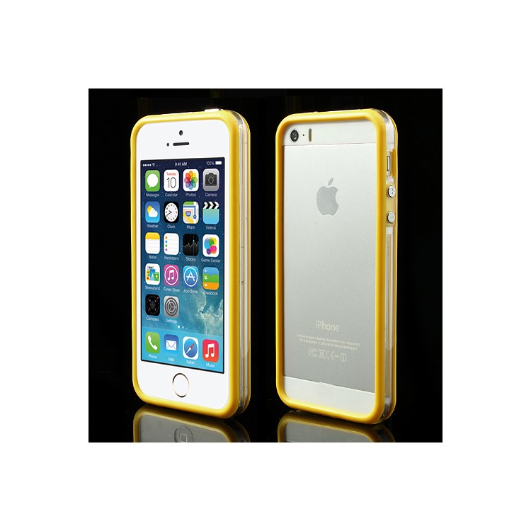 

Backless TPU & PC Hybrid Frame Case for iPhone SE 5s 5 - Transparent / Yellow