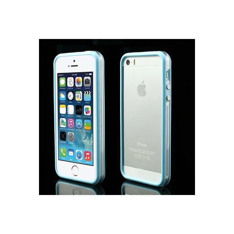 

For iPhone SE 5s 5 TPU & PC Backless Bumper Cover - Transparent / Baby Blue