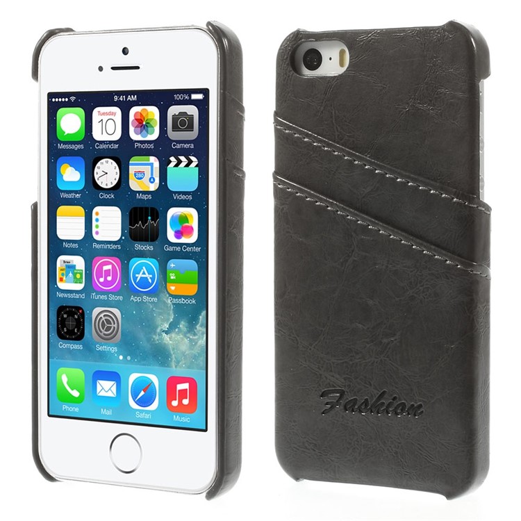 

Масло воск PU кожаный чехол ж/ слоты для карт для iPhone 5С ЮВ 5 - черный, iPhone 5s