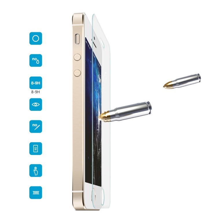 ROCK 0.3mm Tempered Glass Screen Protective Film for iPhone 5c 5s 5 (Arc Edge)-1