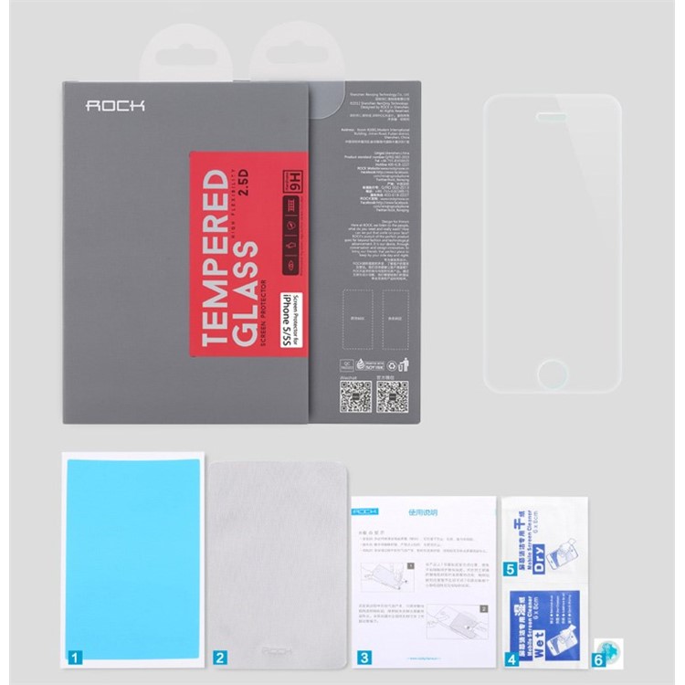 ROCK 0.3mm Tempered Glass Screen Protective Film for iPhone 5c 5s 5 (Arc Edge)-4