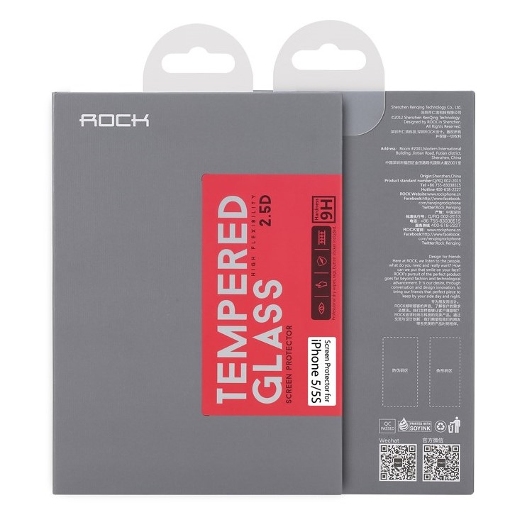 ROCK 0.3mm Tempered Glass Screen Protective Film for iPhone 5c 5s 5 (Arc Edge)-5