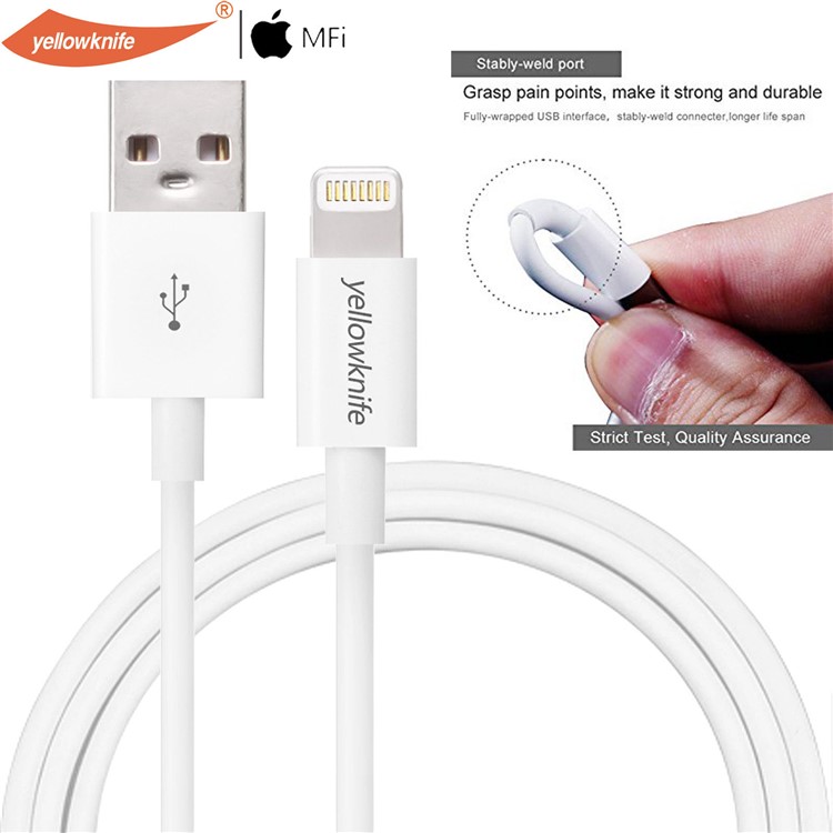 YellowKnife MFi Certified IOS7 1M Lightning 8pin Charge Sync Round Cable for iPhone 5s 5 5c iPad Air iPod Touch 5-1