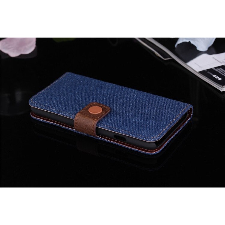 Jeans Cloth Stand Leather Card Holder Case for iPhone 6 4.7 inch - Dark Blue-2