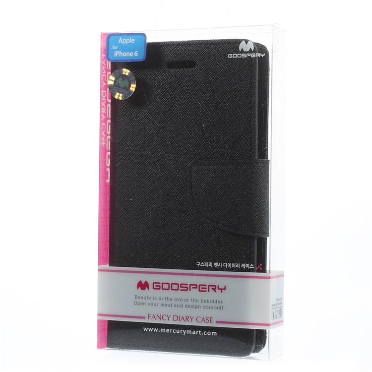 Mercury Goospery Fancy Diary Leather Case with Stand for iPhone 6 4.7 inch - Black-11
