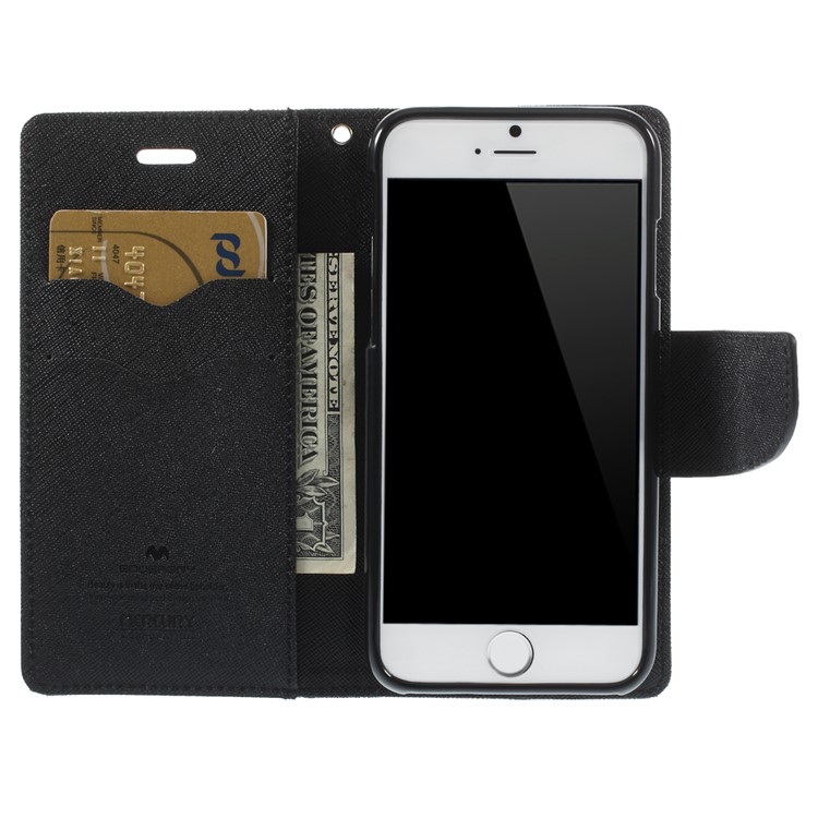 Mercury Goospery Fancy Diary Leather Case with Stand for iPhone 6 4.7 inch - Black-6