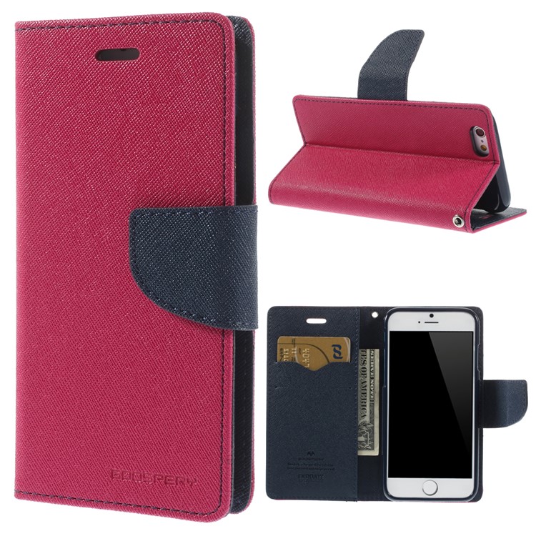 Mercury goospery fancy diary wallet leather case with stand for iphone 6s / 6 4.7 inch - rose