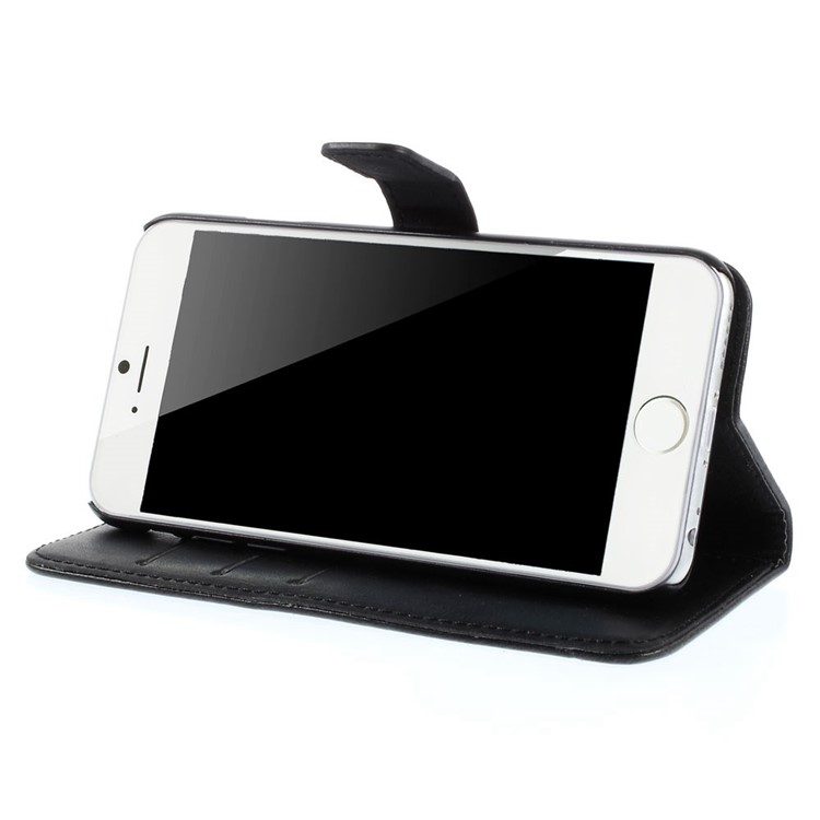 Retro Simulation Leather Wallet Stand Case for iPhone 6 4.7 inch - Black-4