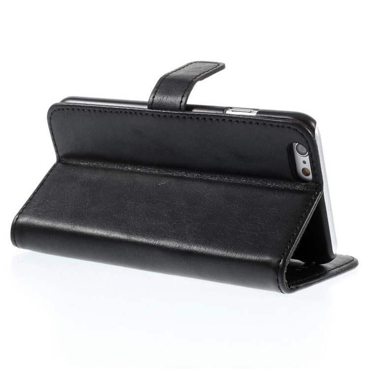 Retro Simulation Leather Wallet Stand Case for iPhone 6 4.7 inch - Black-5