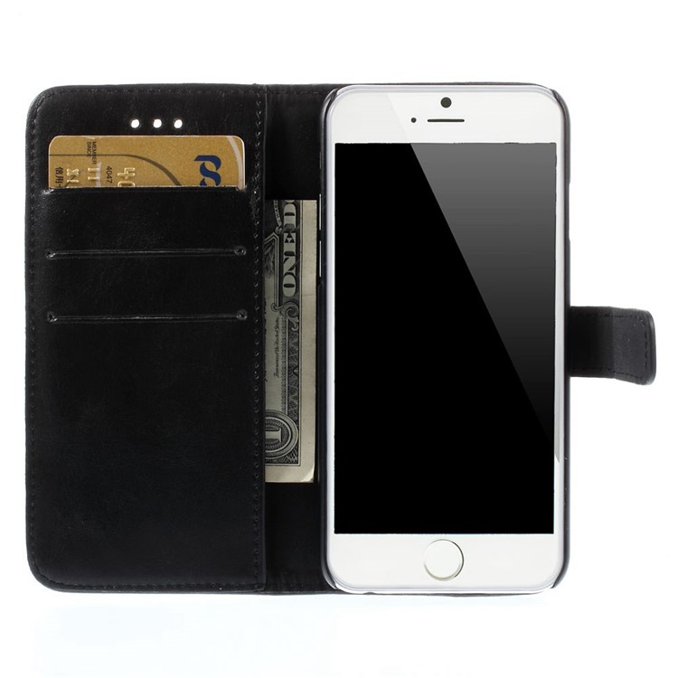 Retro Simulation Leather Wallet Stand Case for iPhone 6 4.7 inch - Black-6
