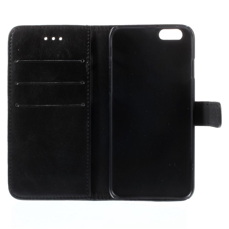 Retro Simulation Leather Wallet Stand Case for iPhone 6 4.7 inch - Black-7
