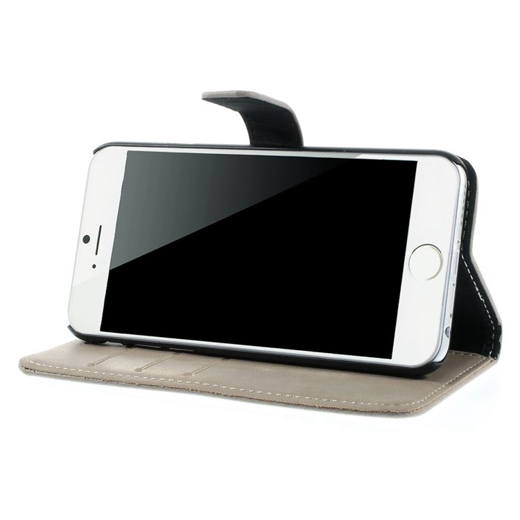 Retro Simulation Leather Wallet Stand Cover for iPhone 6 4.7 inch - Grey-4