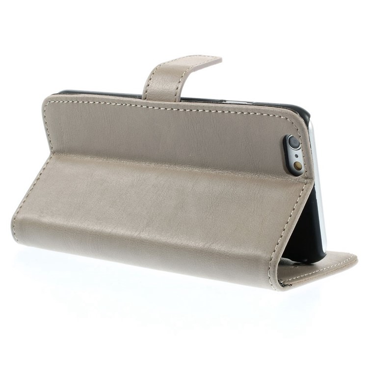 Simulación Retro de la Billetera de Cuero Stand Shell Para Iphone 6s / 6 4.7 Pulgadas - Gris-5