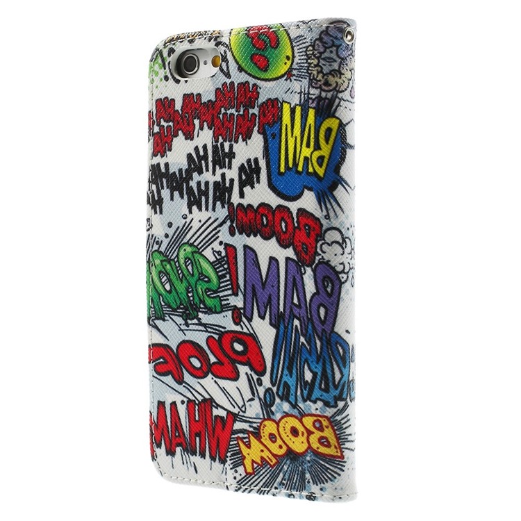 Graffiti Haha Boom Bam Wallet Leather Protective Case Stand for iPhone 6 4.7 inch-2