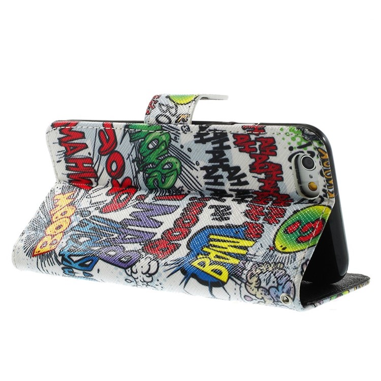 Graffiti Haha Boom Bam Wallet Leather Protective Case Stand for iPhone 6 4.7 inch-4