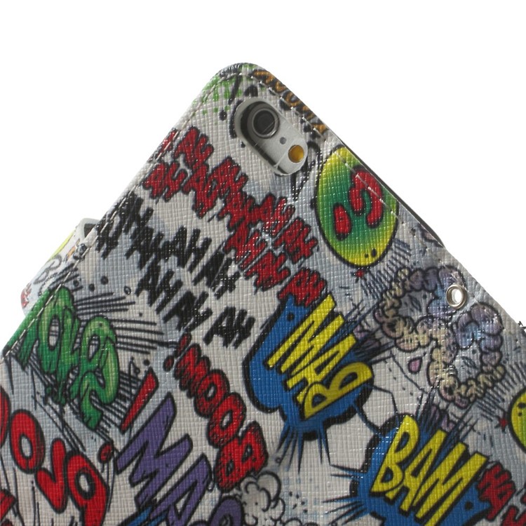 Graffiti Haha Boom Bam Wallet Leather Protective Case Stand for iPhone 6 4.7 inch-6