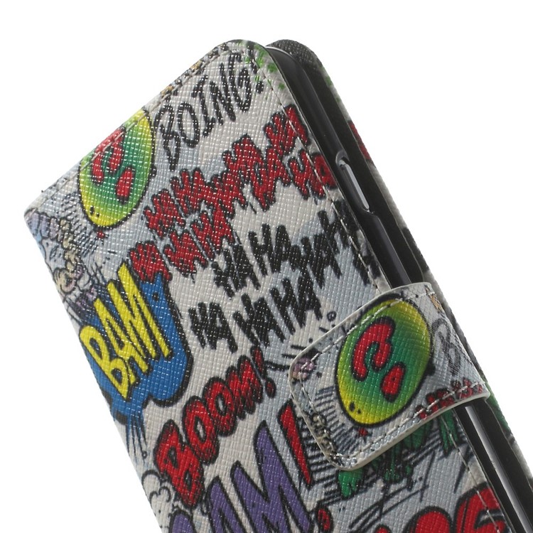 Graffiti Haha Boom Bam Wallet Leather Protective Case Stand for iPhone 6 4.7 inch-7