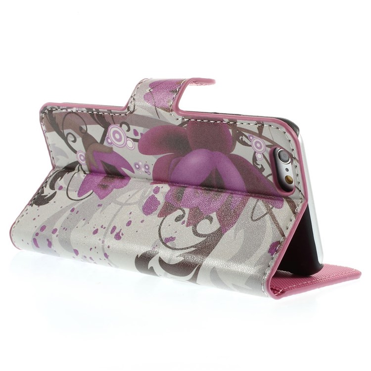 Elegant Lotus Folio Leather Stand with Card Slot Cover Shell for iPhone 6 4.7 inch-6
