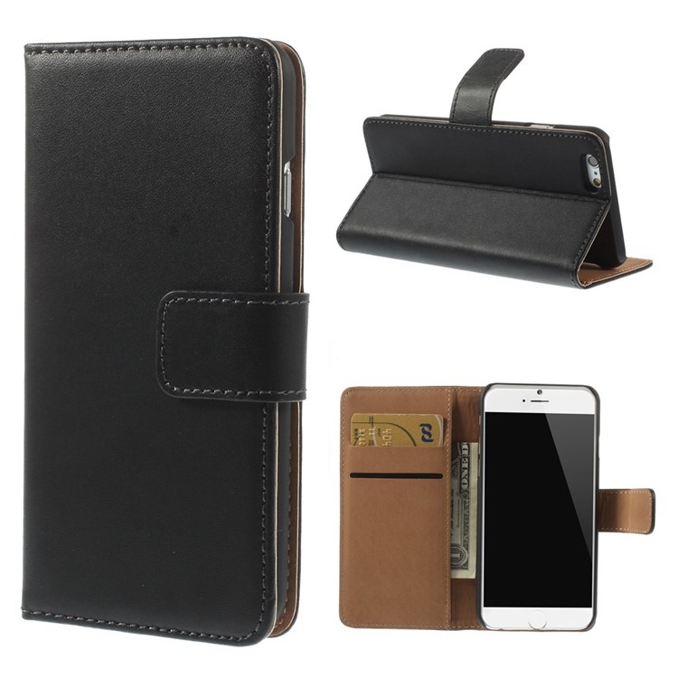 Genuine Split Leather Wallet Stand Case Shell for iPhone 6 4.7 inch-1