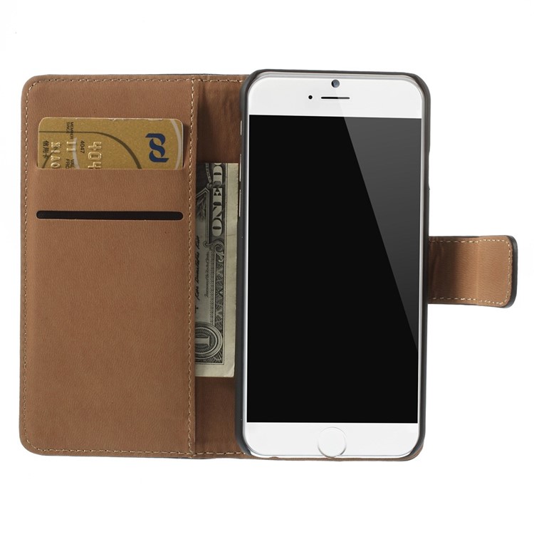Genuine Split Leather Wallet Stand Case Shell for iPhone 6 4.7 inch-6