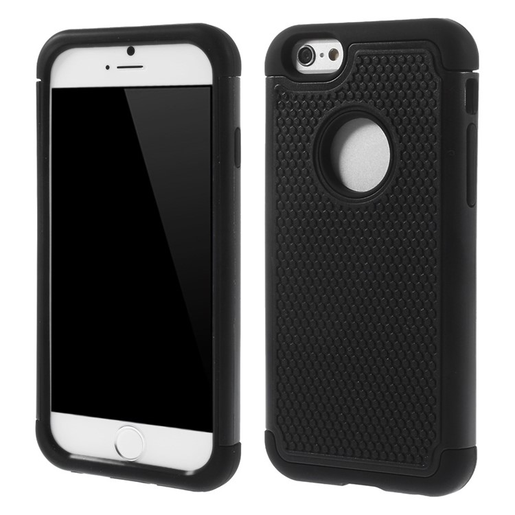 

2 in 1 Football Grain PC & Silicone Hybrid Cover for iPhone 6s 6 4.7 inch - Black