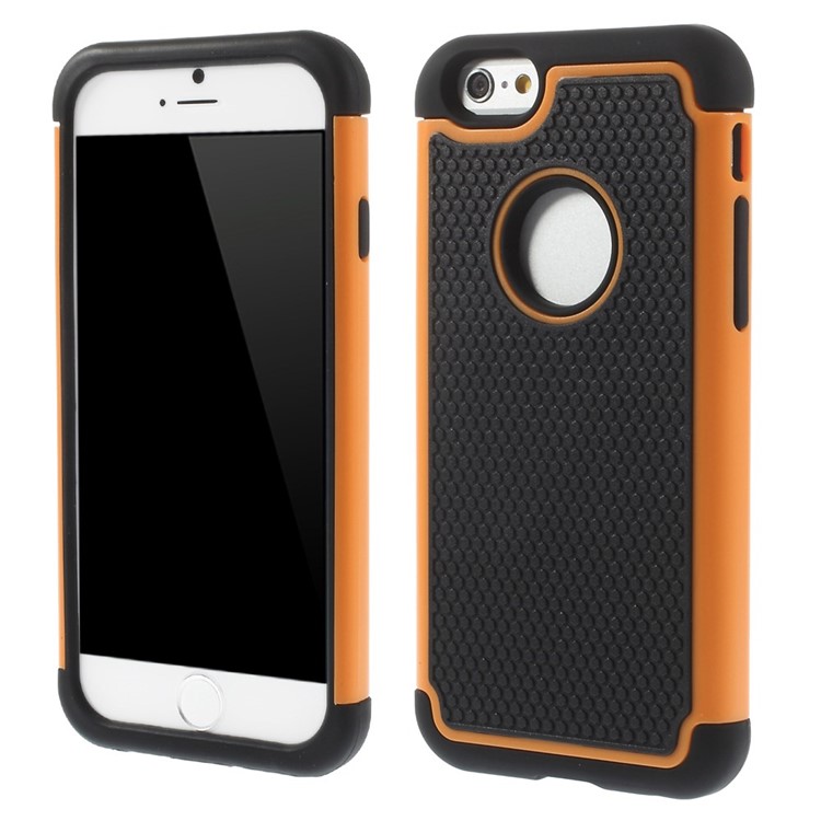 

For iPhone 6s 6 4.7 inch Football Grain Plastic & Silicone Combo Shell - Orange, iPhone 6