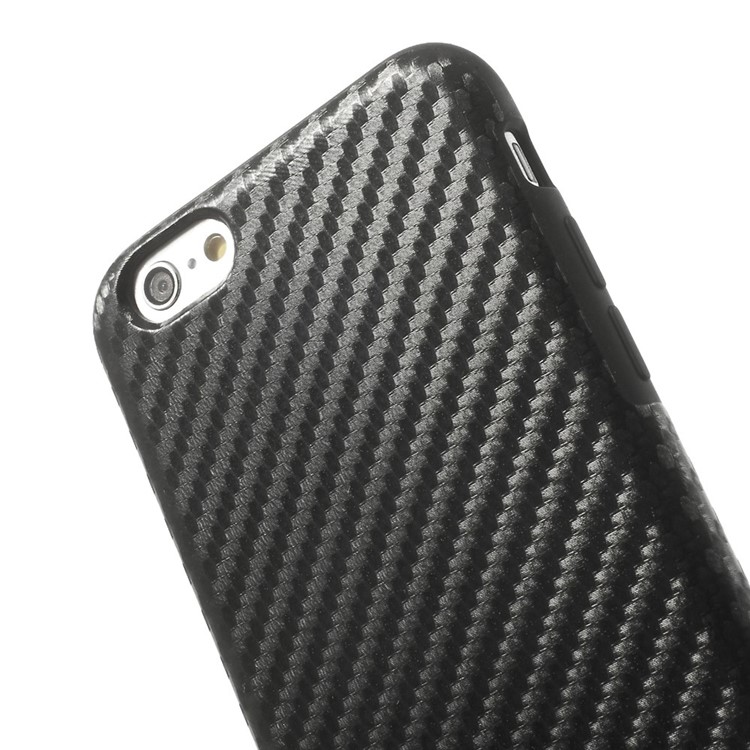 Carbon Fiber Texture Flexible TPU Back Case for iPhone 6 4.7 inch - Black-5