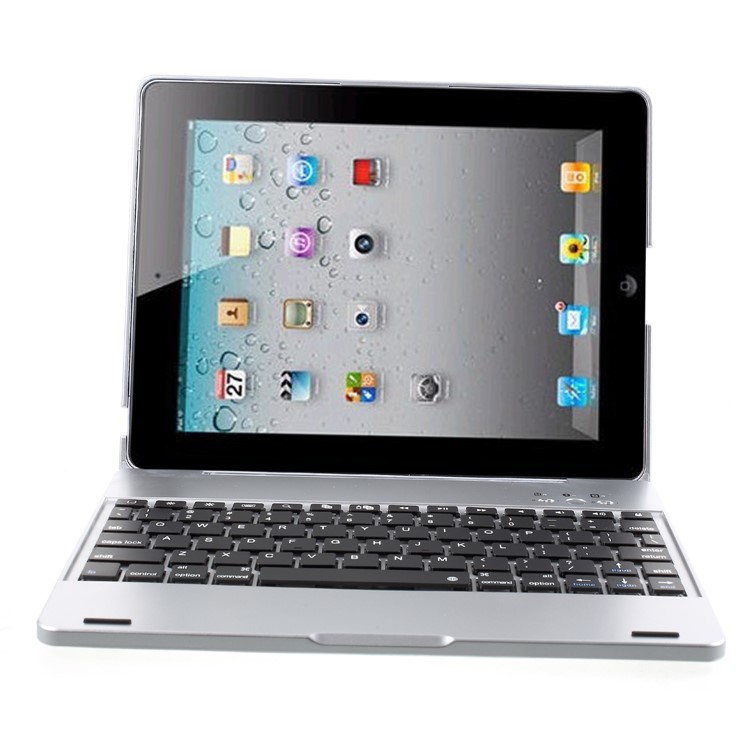 Lastest Wireless Bluetooth Keyboard Plastic Case for iPad 2 3 4 - Silver-2