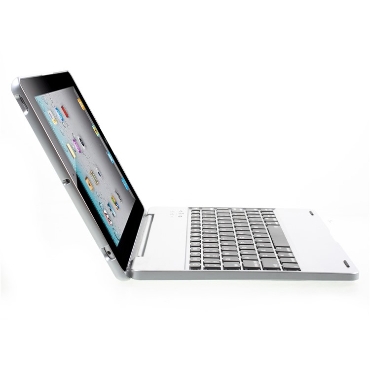 Lastest Wireless Bluetooth Keyboard Plastic Case for iPad 2 3 4 - Silver-4
