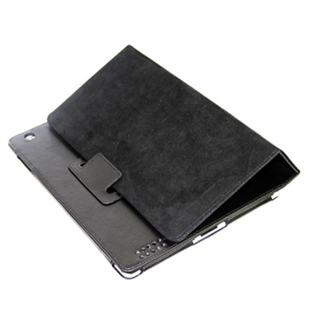 Case de Support en Cuir Folio Pour le Nouvel Ipad 3e 2e 4e Génération; le Noir-2