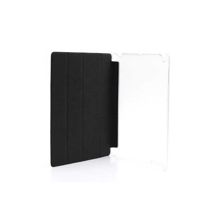 Black Slim Magnetic Leather Smart Cover Wake/Sleep with Back Hard Plastic Case for iPad 2 / 3 / 4-5