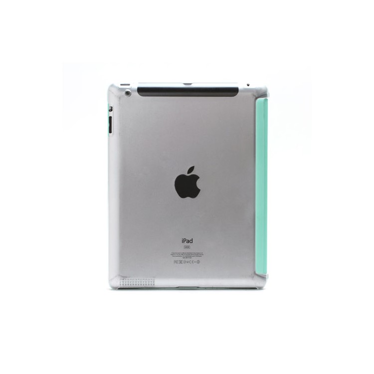 Cyan Slim Magnetic Leather Smart Cover Wake/Sleep with Back Hard Plastic Case for iPad 2 / 3 / 4-3