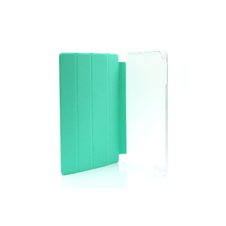 Cyan Slim Magnetic Leather Smart Cover Wake/Sleep with Back Hard Plastic Case for iPad 2 / 3 / 4-5