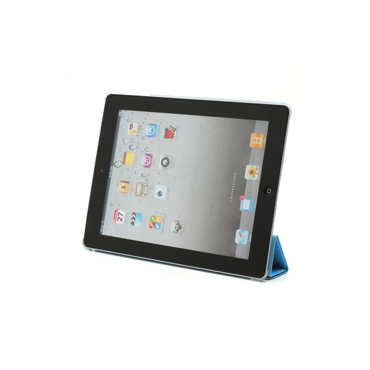 Blue Slim Magnetic Leather Smart Cover Wake/Sleep with Back Hard Plastic Case for iPad 2 / 3 / 4-4