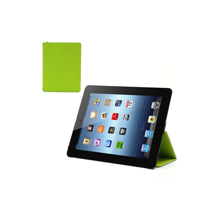 

Green Toothpick Grain Leather Case Smart Cover Sleep Wake w/ Stand for iPad 2 / 3 / 4
