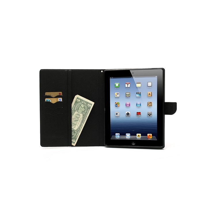 Mercury Goospery Leather Fancy Diary Wallet Flip Case Cover for iPad 2 / 3 / 4 - Black-5