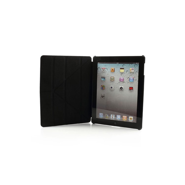 Black Unique Triangle Stand Cross Pattern Leather Case for iPad 2 3 4-10