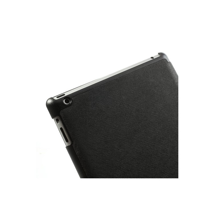 Black Unique Triangle Stand Cross Pattern Leather Case for iPad 2 3 4-12