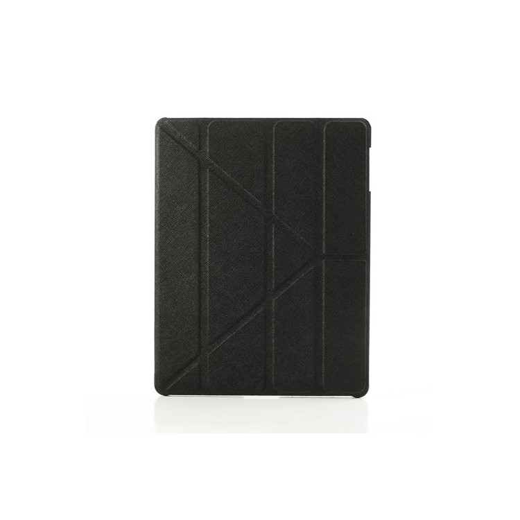 Black Unique Triangle Stand Cross Pattern Leather Case for iPad 2 3 4-2