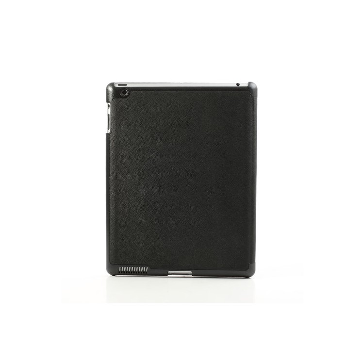 Black Unique Triangle Stand Cross Pattern Leather Case for iPad 2 3 4-3
