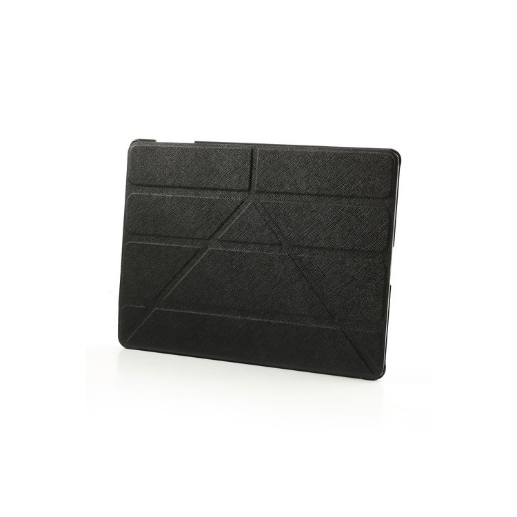 Black Unique Triangle Stand Cross Pattern Leather Case for iPad 2 3 4-4