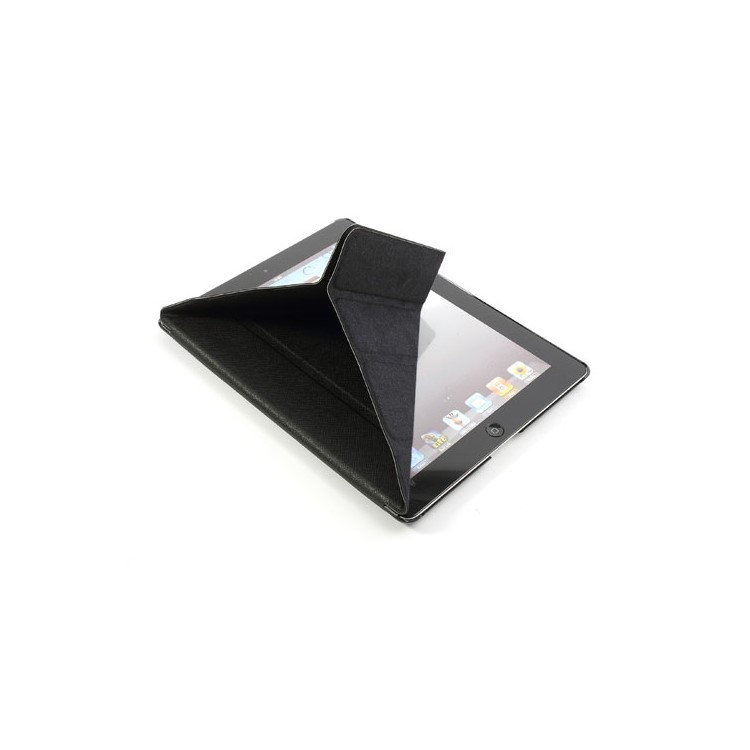 Black Unique Triangle Stand Cross Pattern Leather Case for iPad 2 3 4-6