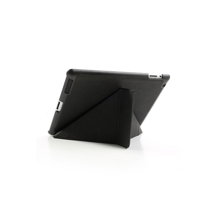 Black Unique Triangle Stand Cross Pattern Leather Case for iPad 2 3 4-7