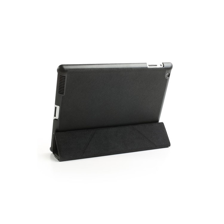 Black Unique Triangle Stand Cross Pattern Leather Case for iPad 2 3 4-8