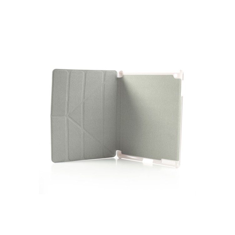 White Unique Triangle Stand Cross Pattern Leather Case for iPad 2 3 4-10