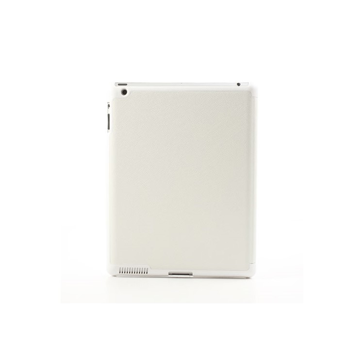 White Unique Triangle Stand Cross Pattern Leather Case for iPad 2 3 4-3