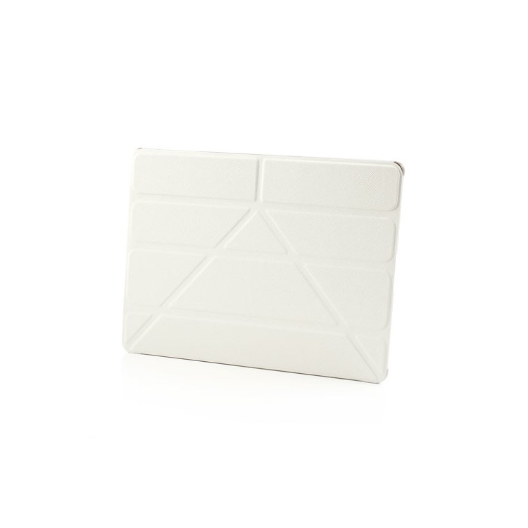 White Unique Triangle Stand Cross Pattern Leather Case for iPad 2 3 4-4
