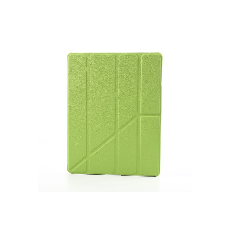 Green Unique Triangle Stand for iPad 2 3 4 Cross Pattern Leather Cover-2